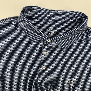 RHOBACK Mens XXL Navy White Striped Golf Polo Shirt Performance Athletic